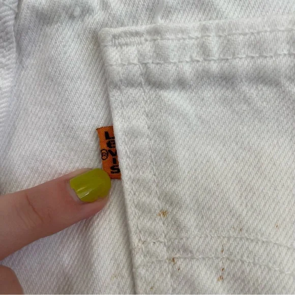 Vintage 90s Orange Tab Levi’s 950 Tapered Leg Jeans White Wash Size 8 - Picture 9 of 16
